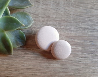 Beige Leather Shank Buttons: Handmade Upholstery & Sewing Supplies