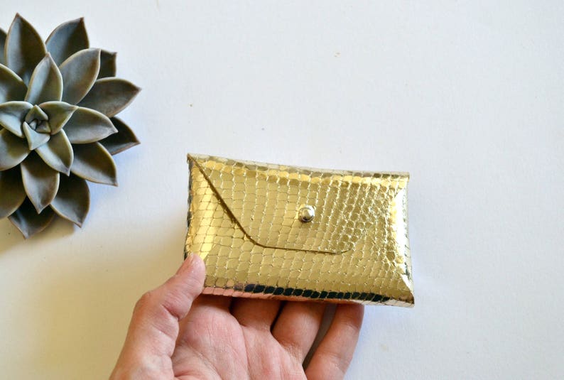 Gold leather card case Personalized gold envelope card holder Gold leather business card case Genuine leather Christmas gift
