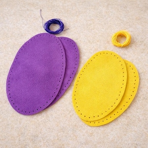 Pair of Suede Leather Oval Elbow Knee Patches - Repair or Decorate - Punched or Unpunched