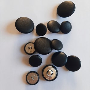 Boutons en cuir noir / Boutons style tige en cuir noirs / 30L 36L 44L / Cuir véritable image 3