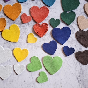 Parche de gamuza con forma de corazón: aplique de cuero hecho a mano para coser, decorar y reparar