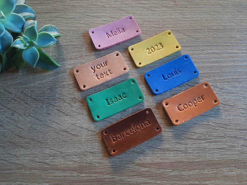 Isaac Labels Personalized Leather Tag: Custom Name Label, 5x2.5cm - Etsy