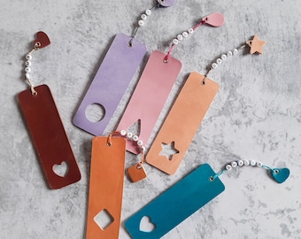 Personalised leather bookmark / Handmade bookmark / Gift for her him / Genuine leather
