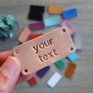 Rechthoekig gepersonaliseerd leren label / Aangepast leren label / Aangepast leren naamplaatje / Naamkaartje cadeau / Echt leer