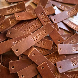 Custom Leather Name Tag: Personalized Italian Leather Label
