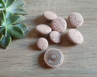 Textured Beige Leather Shank Buttons: Handmade Leather