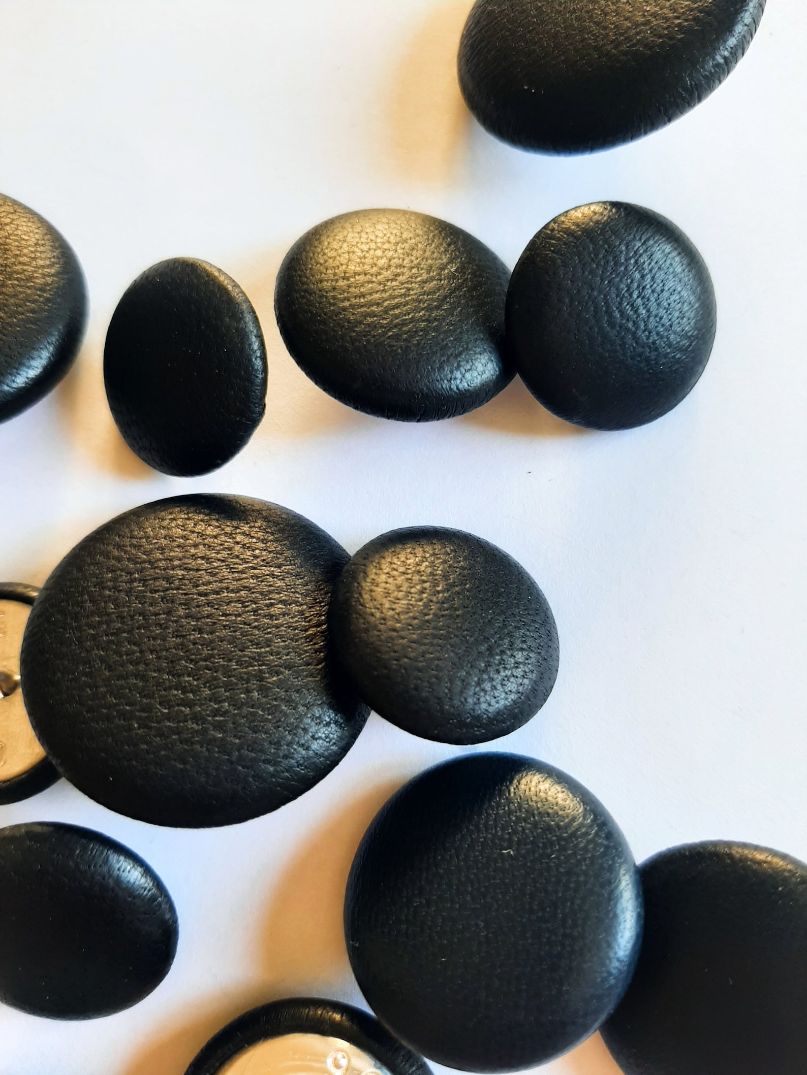 Black Leather Shank Buttons: Upholstery and Sewing Supplies. 30L, 36L ...