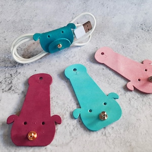 Leather Dog Cord Organizer: Handmade Italian Cable Wrap