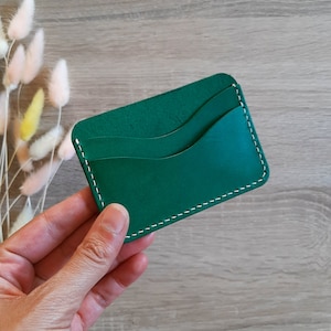 Custodia per carte in pelle verde / Vera pelle / Portafoglio in pelle / Custodia per carte in pelle personalizzata / Regalo di Natale