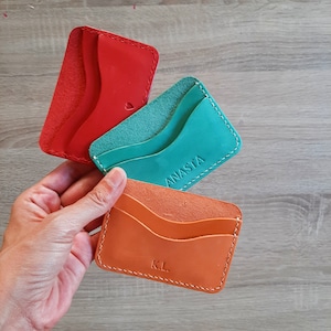 Porta-cartões de couro / Couro genuíno / Carteira de couro / Capa de cartão de couro personalizada / Presente de Natal