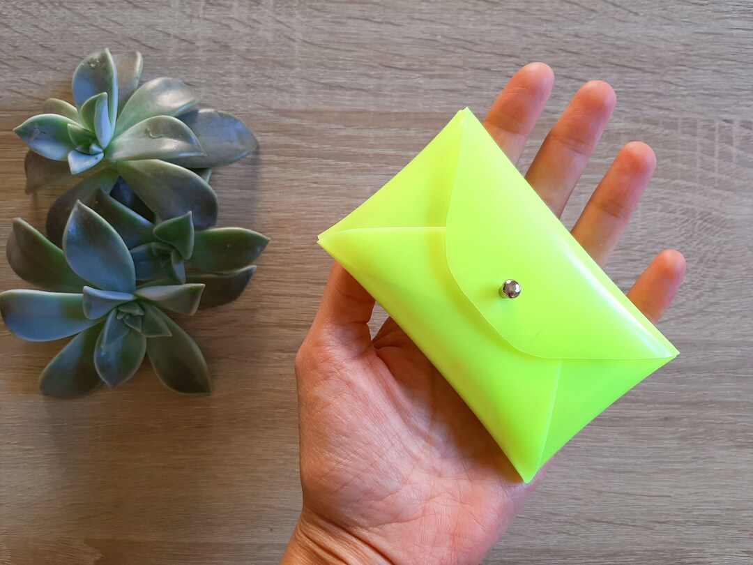Fluo Yellow PVC Card Holder / Personalized Yellow Envelope Card Holder ...