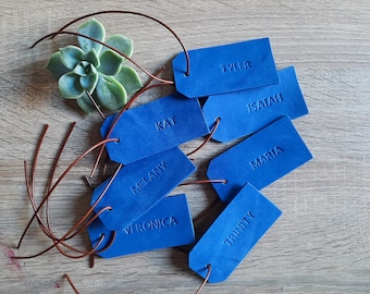 Custom leather label, personalised leather gift tag, embossed leather tag, Christmas name tag, Genuine leather