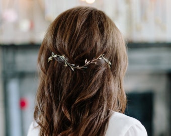 ROOT wavy moonstone bohemian bridal hair vine, delicate boho wedding headpiece