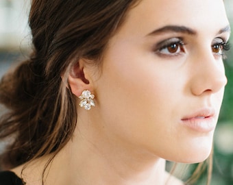 LITA glam art deco wedding studs, crystal bling bridal earrings, bridesmaid gift