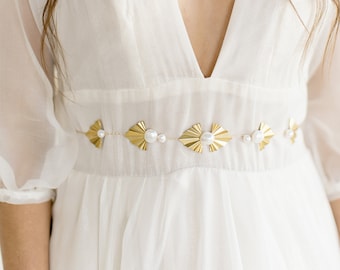 Cara Bridal Belt CARA Gold Floral Bridal Belt With Pearls and Crystals  main image 3