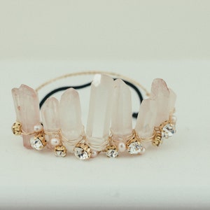 RUE rose quartz glamorous crystal wedding tiara for dogs small, medium or large image 4