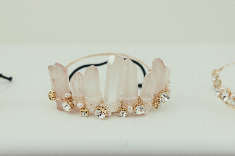 RUE rose quartz glamorous crystal wedding tiara for dogs small, medium or large image 4