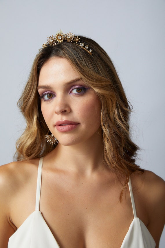 PAULI - Bohemian Starry Celestial Wedding Tiara, Boho Star  display picture 1