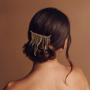 RILEY edgy bridal mixed chain fringe clip image 1