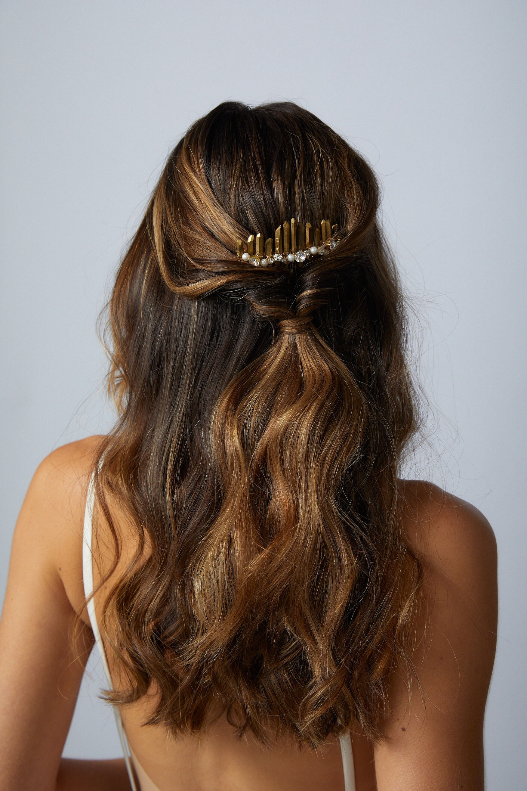 SAMPLE SALE - MARLENE - Gold Pyrite Quartz Crystal Bohemian  display picture 2