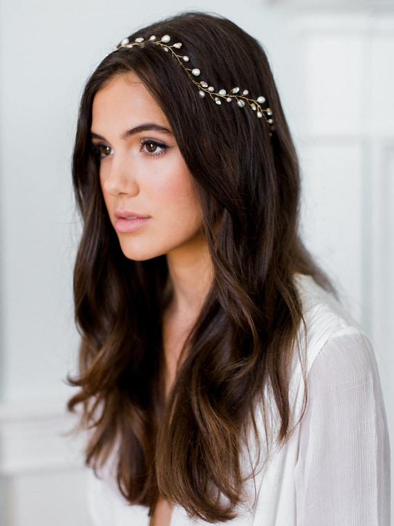 Lily Hair Vine Bohemian Pearl And Crystal Wavy Hair Vine With Etsy