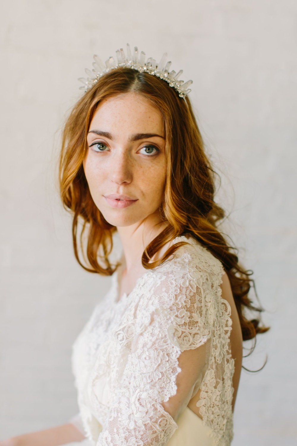 CHLOE Bohemian Raw Crystal Bridal Tiara Boho Quartz Wedding Etsy