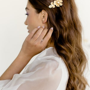 SHARON bohemian hand painted floral wedding clip hairpiece, boho modern bridal headpiece comb image 2