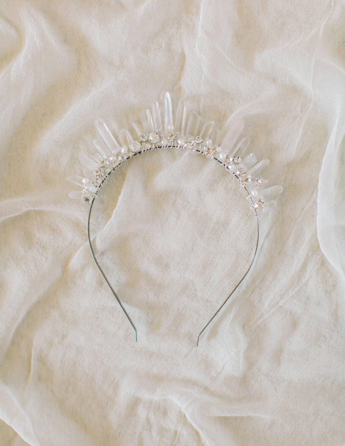 CHLOE Bohemian Raw Crystal Bridal Tiara Boho Quartz Wedding Etsy