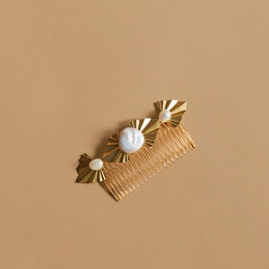 PARKER modern art deco vintage pearl bridal comb image 3