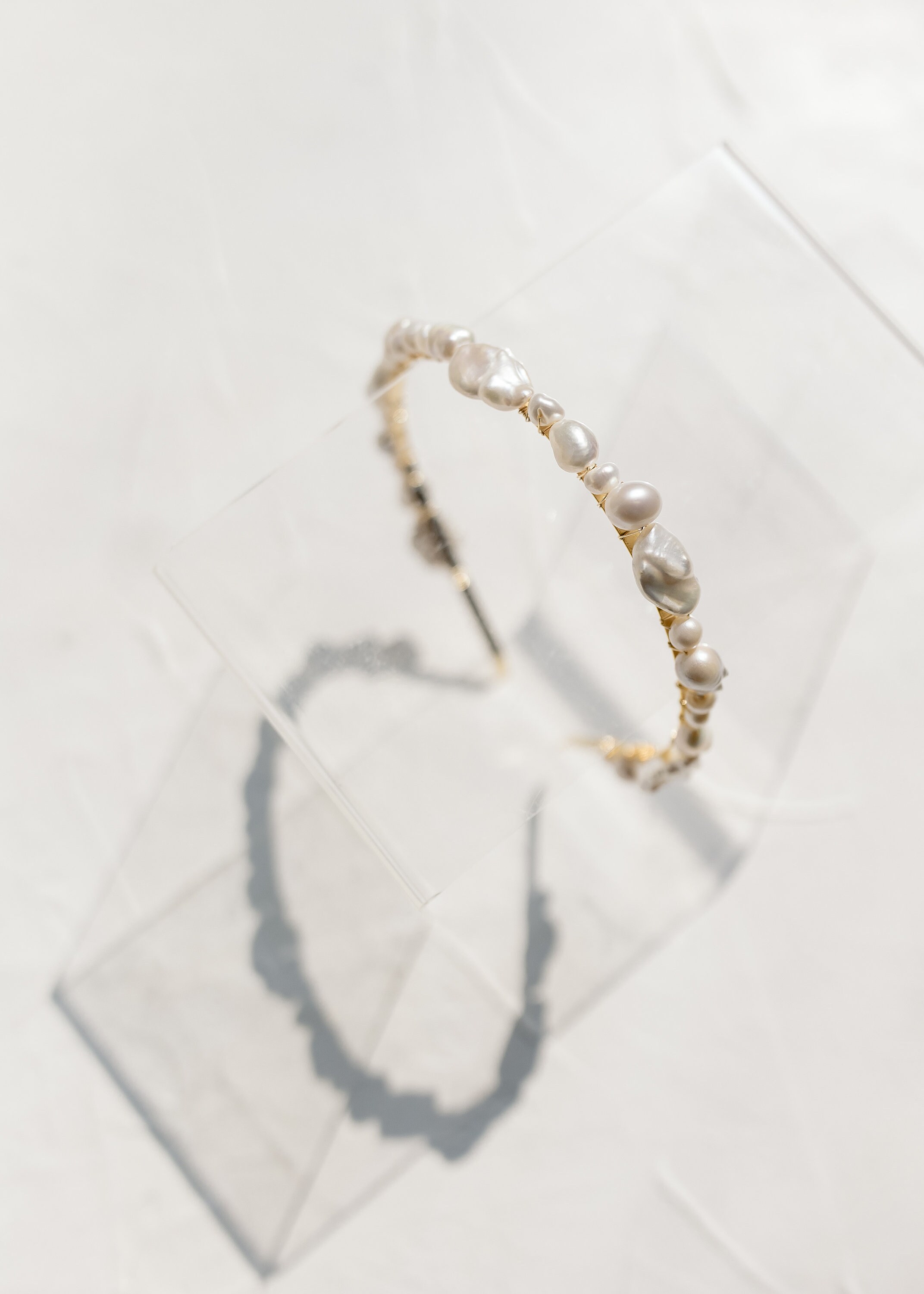 MILLIE - Modern Minimalist Pearl Wedding Headband, Simple  display picture 2