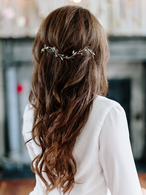 Root Wavy Moonstone Bohemian Bridal Hair Vine Delicate Boho Etsy