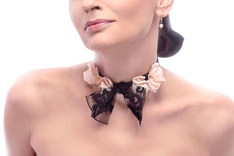 Floral Choker Romantic Choker Feminine Choker Lace Choker Necklace Evening Choker Flower Necklace Statement Necklace