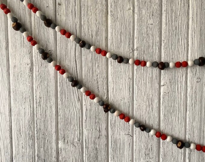 Wood Bead Garland, Buckeye Garland, Ohio State, Wooden Bead Garland Etsy