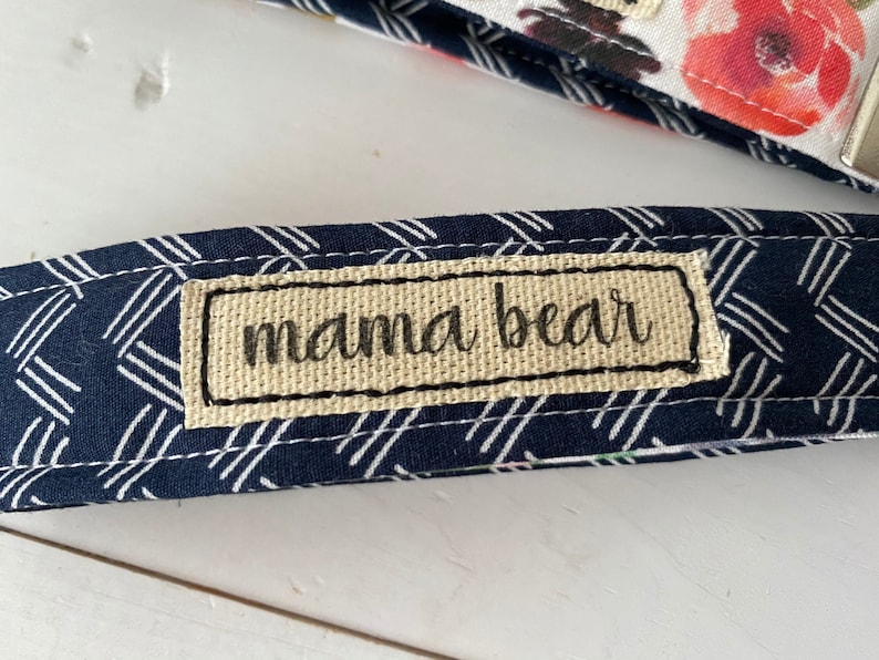 gifts Wristlet key fob floral keychain keychain Mama bear Floral and navy