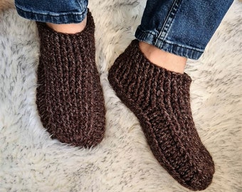 Chunky Brown Slippers for men, Crochet Men Slippers, Massage Feet Rest Slippers, Slippers Boots, Chunky Knit, Cozy Gift, UnaCreatons