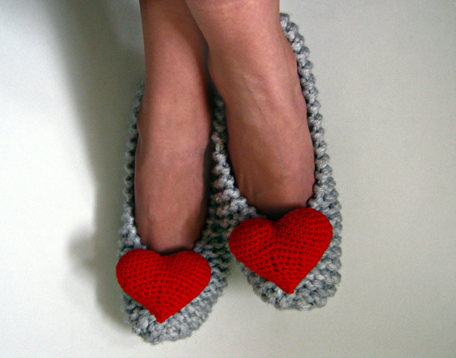 Heart Ballet Flats Knitted Womens Slippers Bridal Slippers Etsy
