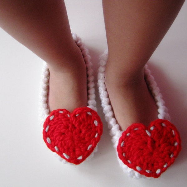 Pantoufles tricotées pour filles, pantoufles Red Heart, chaussons pour filles, chaussures pour tout-petits, pantoufles pour enfants, ballerines, chaussettes Red Heart Slipper