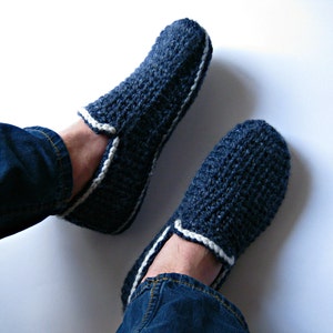 Felt Soles Crochet Slippers, House Slippers, Men Loafers, House shoes, House Boots, Adult Slippers, Gift for Men, Mens Gift, Una Creations image 2