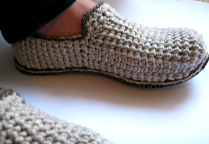 Felt Soles Crochet Slippers Mens Slippers Men Loafers House Etsy