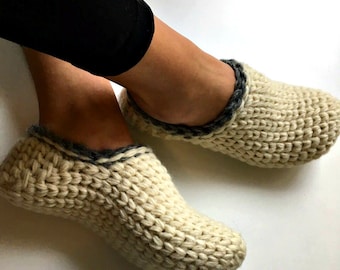 100% Natural Wool Slippers, Organic Wool Crochet Slippers, Pure Wool House Shoes, Warm Slippers, Eco Wool Shoes, Cozy Slipper,Gift for Women