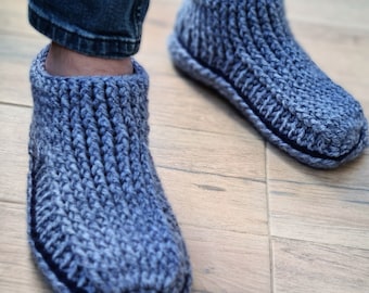 Crochet slippers for men, Crochet wool slippers, Handmade House Shoes, Men Slippers, Crochet men boots, Gift Ideas, UnaCreations