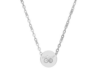 Mini Engraved Circle Pendant Necklace Who Will Go | Personalized Initials | Silver or Gold