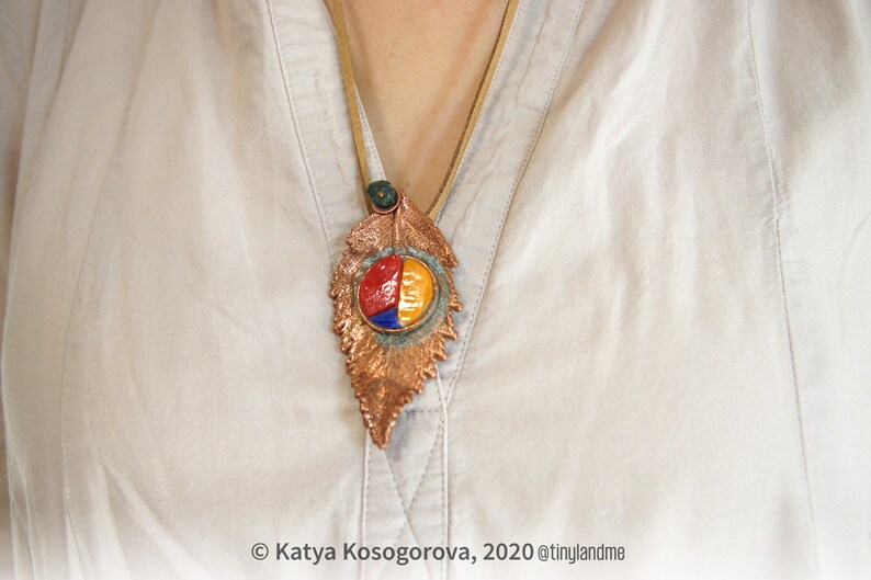 Copper Leaf Nature Jewellery Pendant Wearable Art Etsy