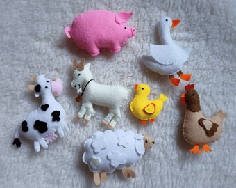 Animal farm, farm decorations, animals felt farm, chick, cow, sheep, goat, goose, chicken, animal campaign, decorations