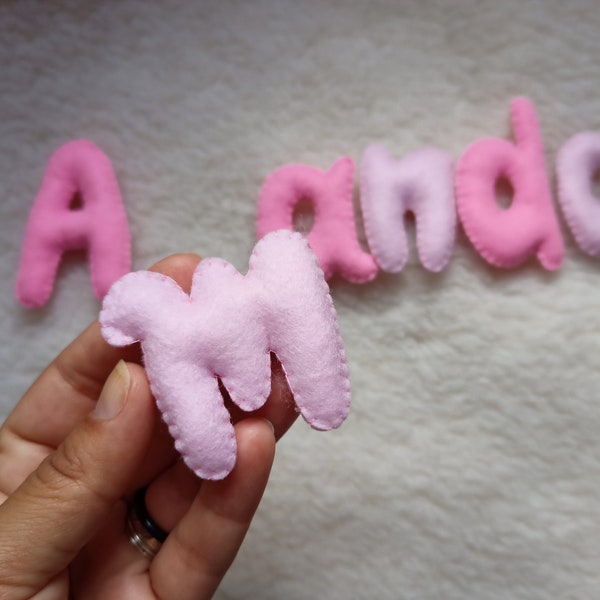 Simple felt letters, unique gift for newborn, birthday, birth bow, custom order, Amanda name, felt letters, pink