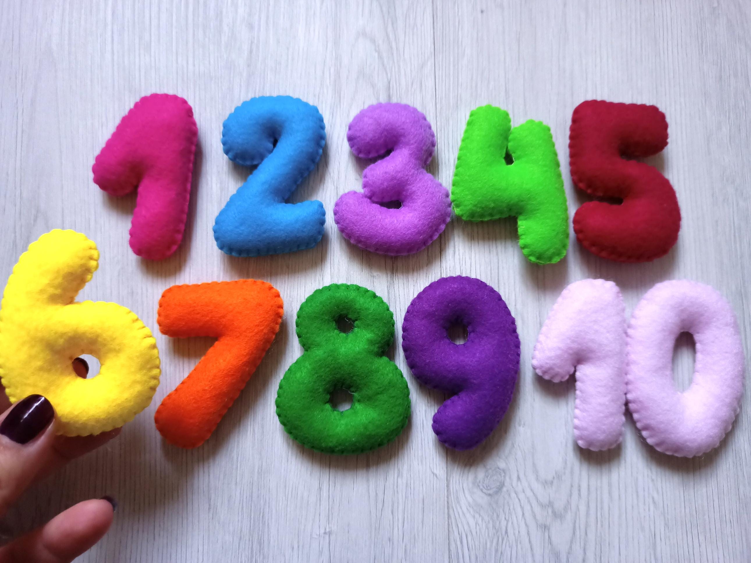 Numbers Using Felt Numbers Upholstered in Felt, Educational Numbers Rainbow Set Waldorf ...