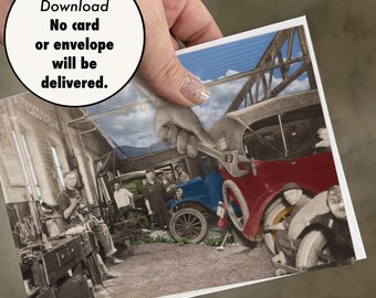 Printable 5x7 Card - Digital Download - “Master Mechanic at the Alfresco Garage”
