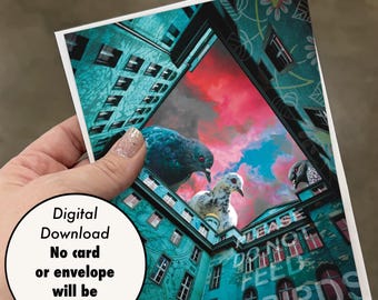 Printable 5x7 Card - Digital Download - “Please Do Not Feed the Birds”