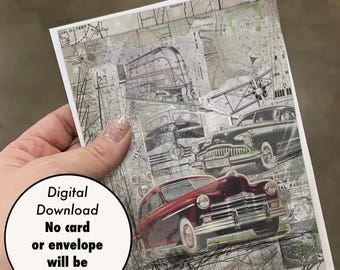 Printable 5x7 Card - Digital Download - “Trains, Planes and Automobiles”
