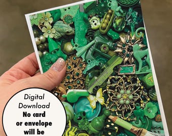 Printable 5x7 Card - Digital Download - “Green Peas & A Mantis Please”